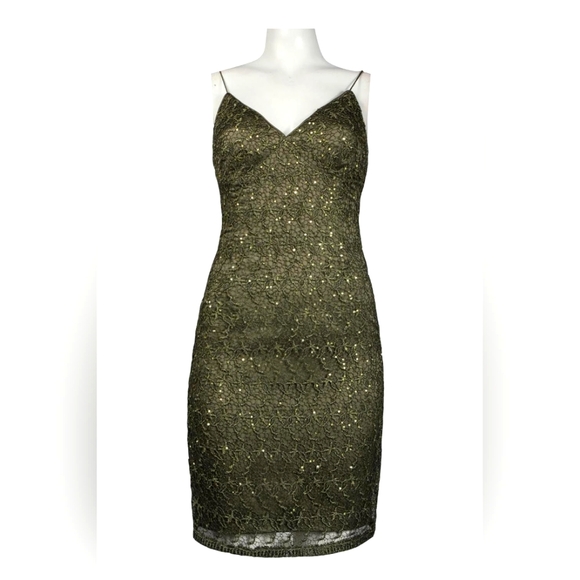 ADRIANNA PAPELL SLEEVELESS SEQUINED LACE SHEATH DRESS